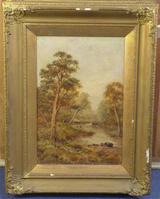 John MacWhirter (1837-1911) Springtime - Clieveden Woods and Thames Backwater near Wraysbury, 18 x 12in.